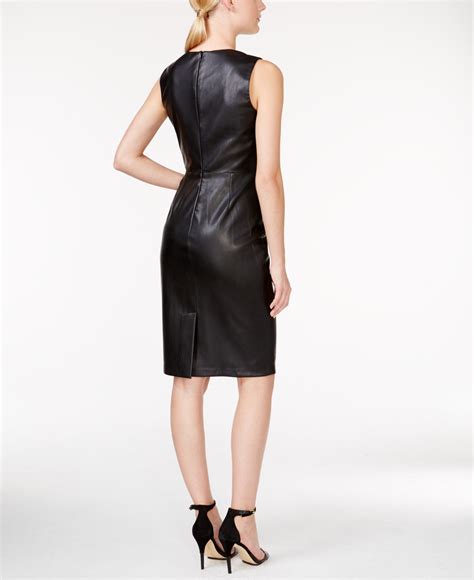 faux leather calvin klein dress|calvin klein denim dresses.